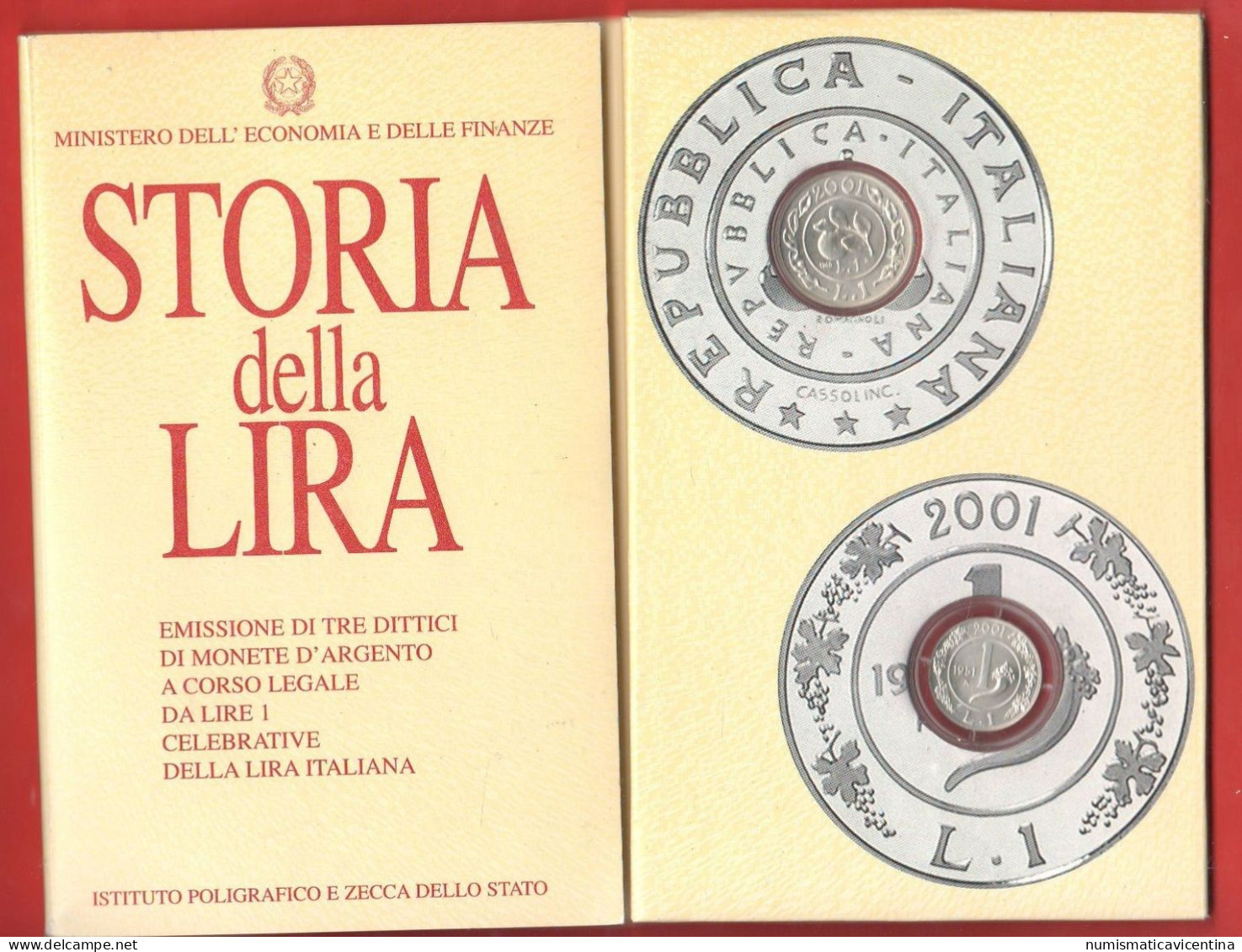 Italia Storia 2001 Della Lira 1946 E 1951 Dittico Argento Commemorative Repubblica Silver Italy Italie Commemorative - Commemorative