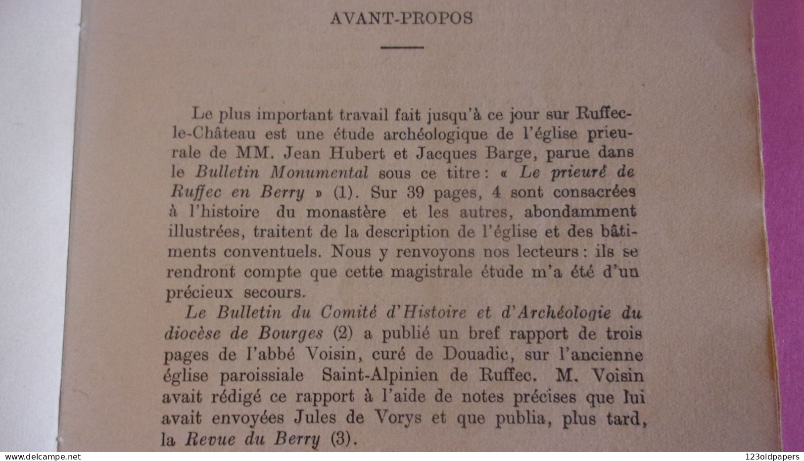 BERRY 1936 EO AVEC ENVOI ABBE ANDRE GIRARD MONOGRAPHIE DE RUFFEC LE CHATEAU A TRAVERS LES SIECLES INDRE LE BLANC BELABRE - Centre - Val De Loire