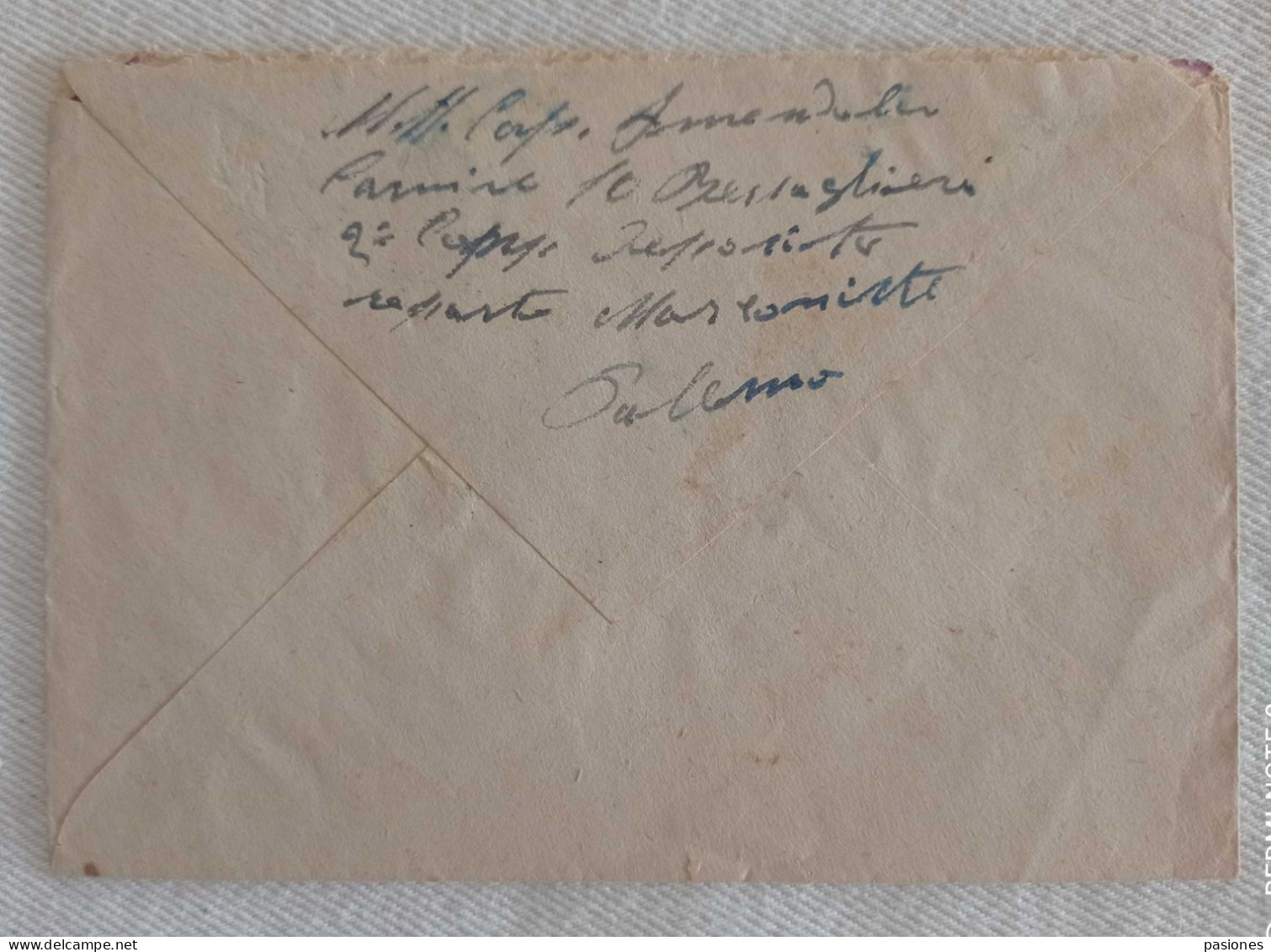 Busta Di Lettera Da P.M. 3550 Palermo Per Napoli 15/01/1943 - War Propaganda