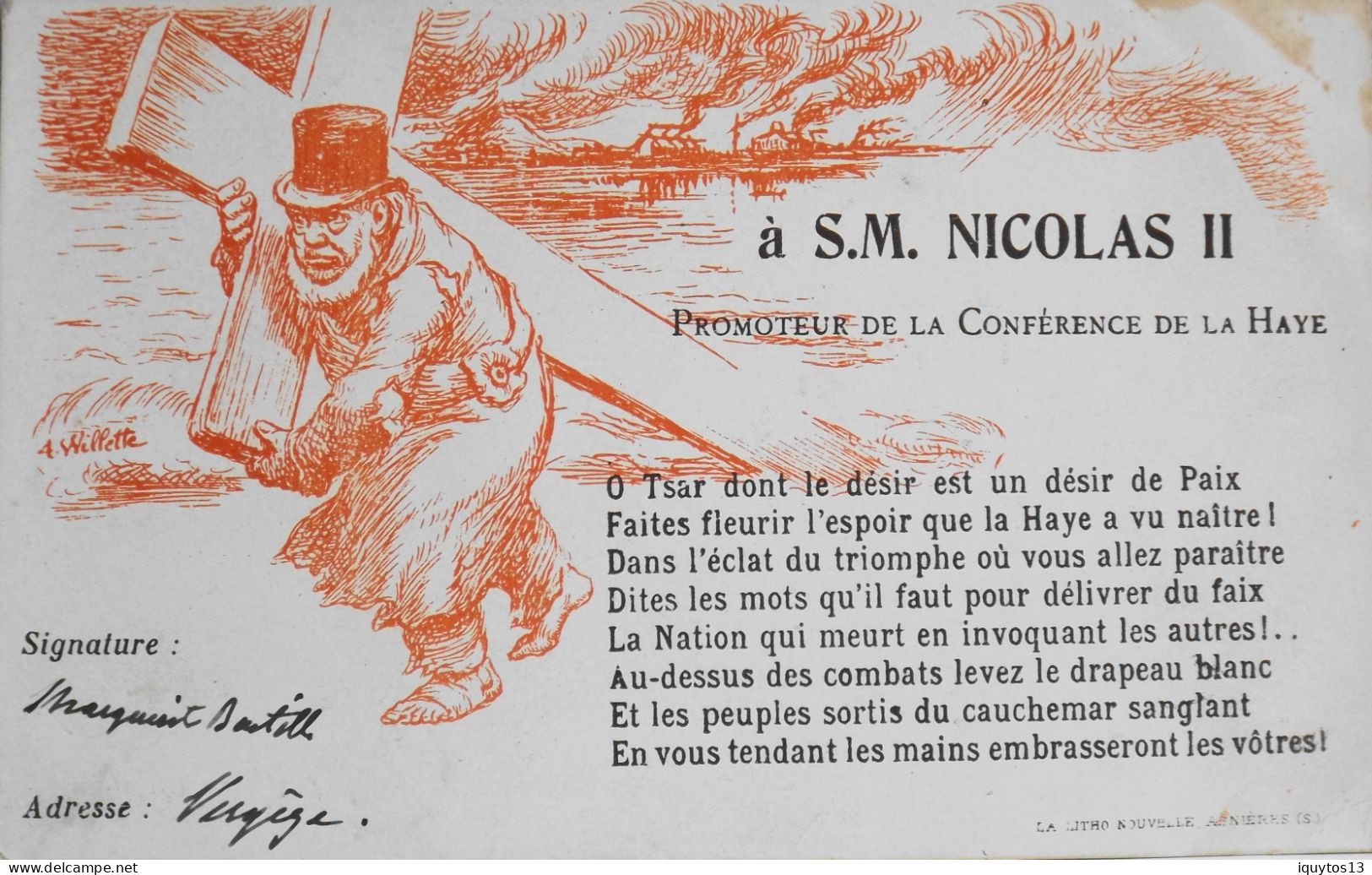 CPA. Précurseur - Illustr. Willette - à S.M. Nicolas II (Empereur De Russie) Promoteur De La Conférence De La Haye - TBE - Wilette