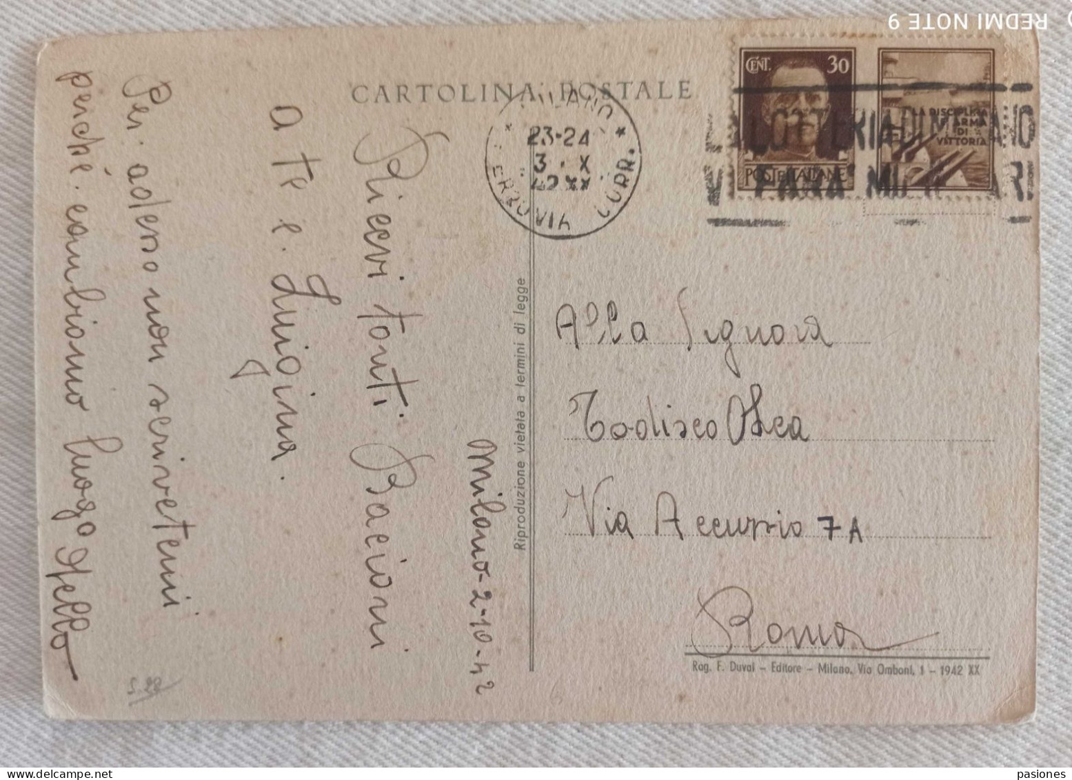 Cartolina Umoristica Da Milano Per Roma 02/10/1942 - Kriegspropaganda