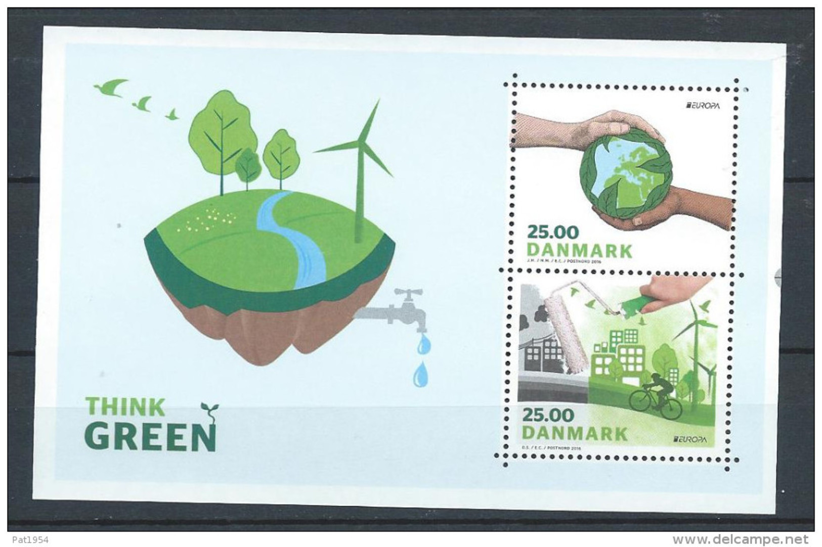 Danemark 2016 Bloc F1839 Neuf Europa Think Green, écologie - Blokken & Velletjes