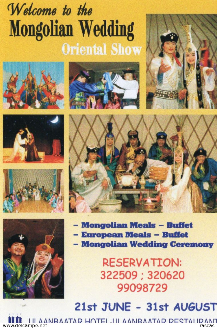 CPM - M - MONGOLIE - OULAN BATOR HOTEL - OULAN BATOR RESTAURANT - WELCOMME TO THE MONGOLIAN WEDDING ORIENTAL SHOW - Mongolia