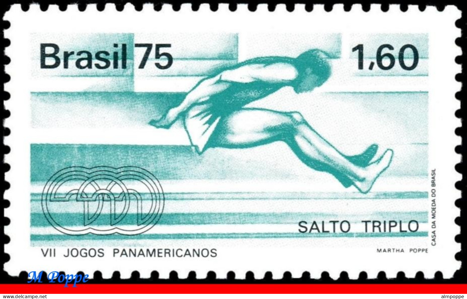 Ref. BR-1421 BRAZIL 1975 - PAN-AMERICAN GAMES,TRIPLEJUMP WORLD RECORD, MI# 1517, MNH, SPORTS 1V Sc# 1421 - Springreiten