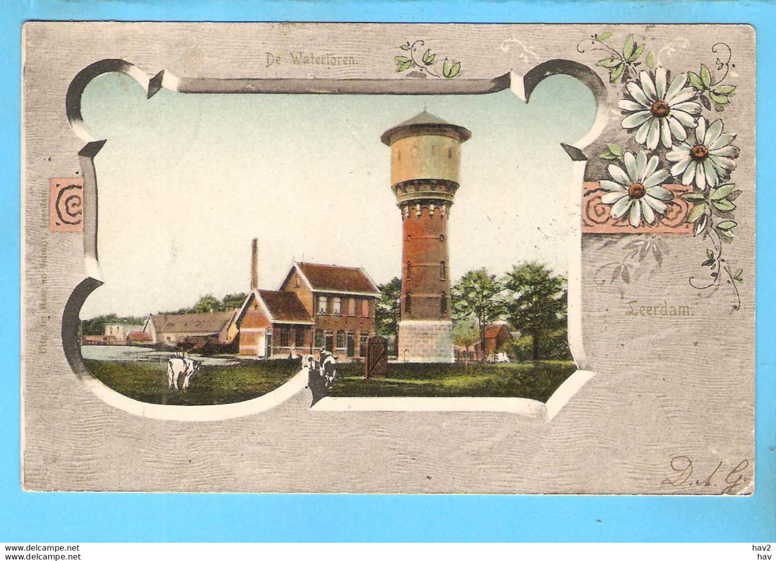 Leerdam Watermolen Koeien Jugendstil 1904 RY56262 - Leerdam