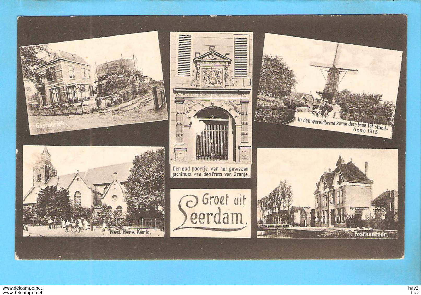 Leerdam 5-luik Groet Uit 1917 RY56401 - Leerdam