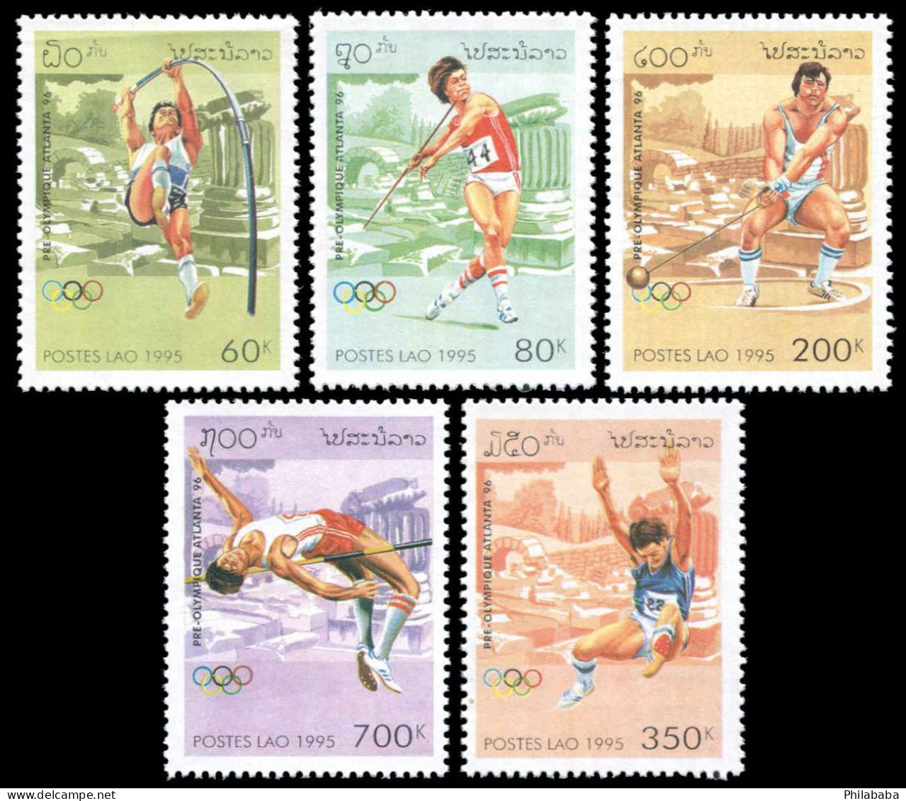 LAOS 1995 - YT 1173-77 ; Mi# 1455-59 ; Sc 1221-25 MNH Olympic Games - Laos