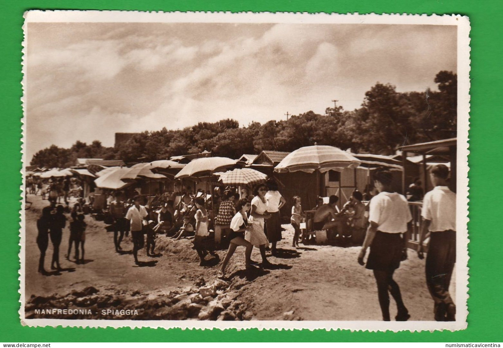 Manfredonia Foggia Spiaggia Animata Cpa 1955 - Manfredonia