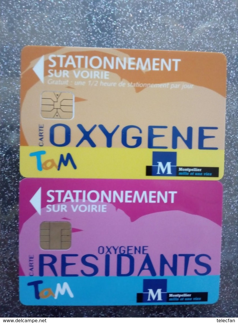 CARTE STATIONNEMENT 2 CARTES OXYGENE MONTPELLIER NEUVES NUMEROTEES - Parkkarten