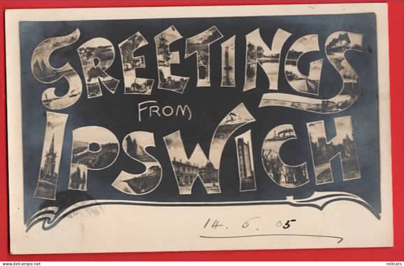SUFFOLK    GREETINGS FROM IPSWICH  LARGE LETTER  RP  Pu 1906 - Souvenir De...