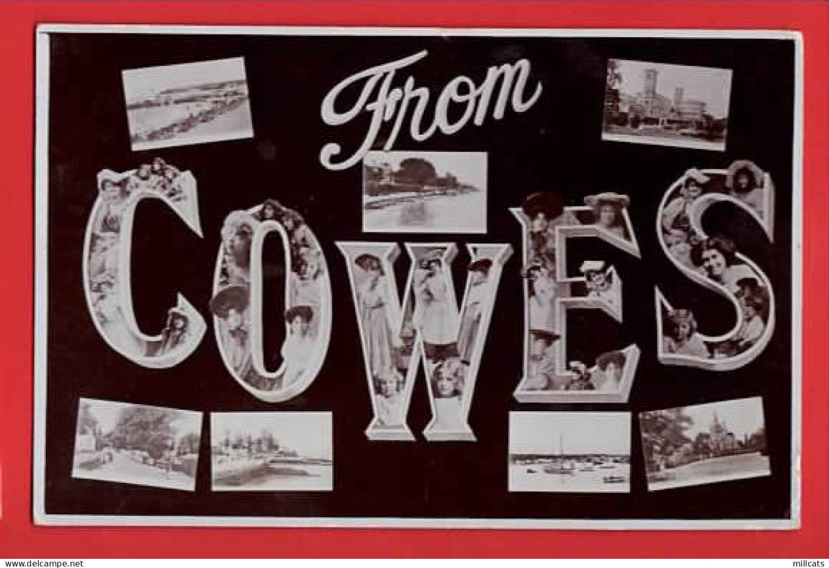 ISLE OF WIGHT     GREETINGS FROM COWES LARGE LETTER  RP  Pu 1907 - Souvenir De...