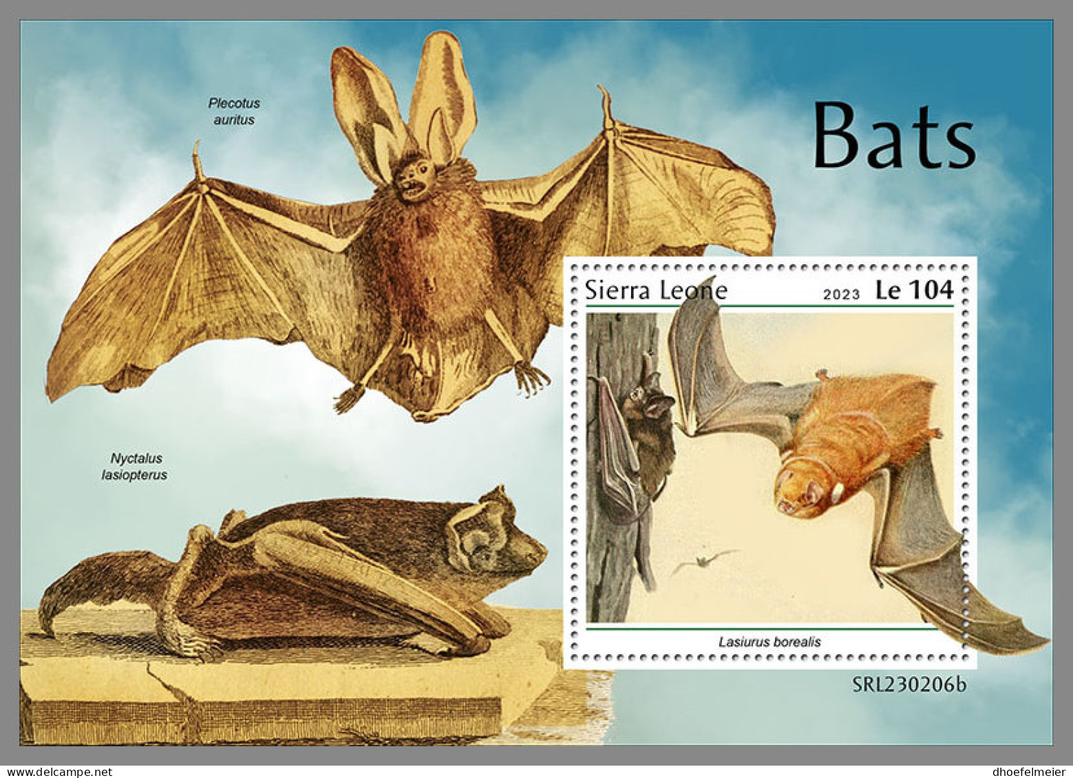 SIERRA LEONE 2023 MNH Bats Fledermäuse Chauves-souris S/S - IMPERFORATED - DHQ2334 - Fledermäuse