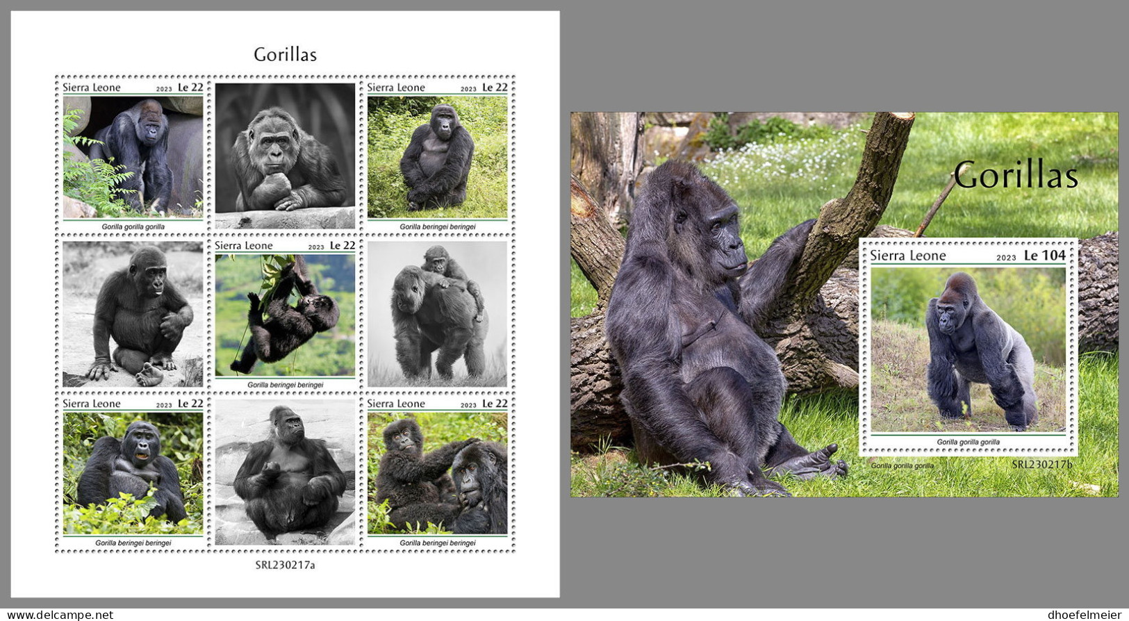 SIERRA LEONE 2023 MNH Gorillas Gorilles M/S+S/S - IMPERFORATED - DHQ2334 - Gorilla's