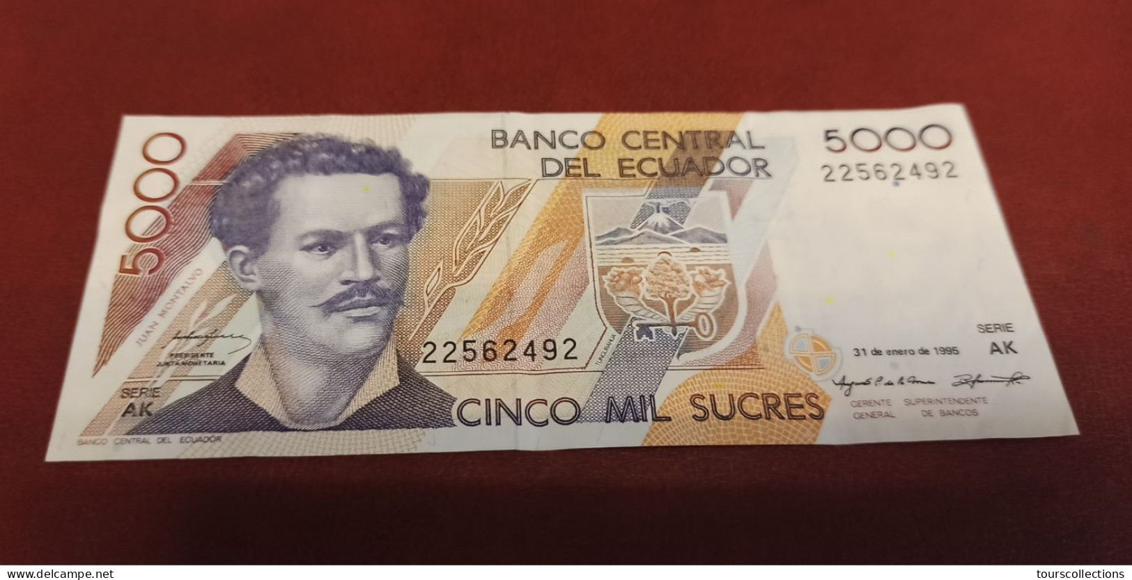 BILLET EQUATEUR 5000 SUCRES De 1995 - Juan Montalvo - PICK 128b - ECUADOR - Equateur