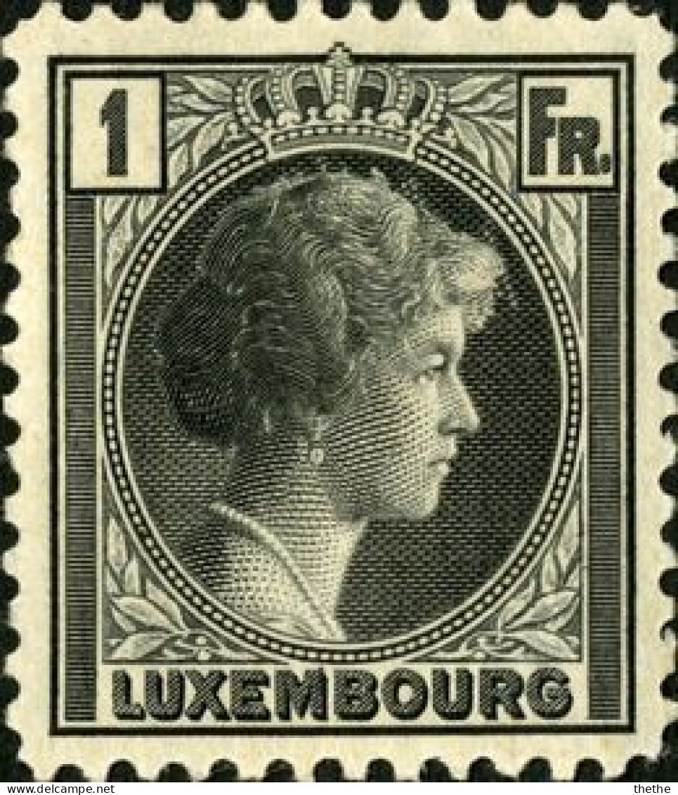 LUXEMBOURG -  La Grande-Duchesse Charlotte De Face à Droite (1 Fr. Noir) - 1926-39 Charlotte Right-hand Side