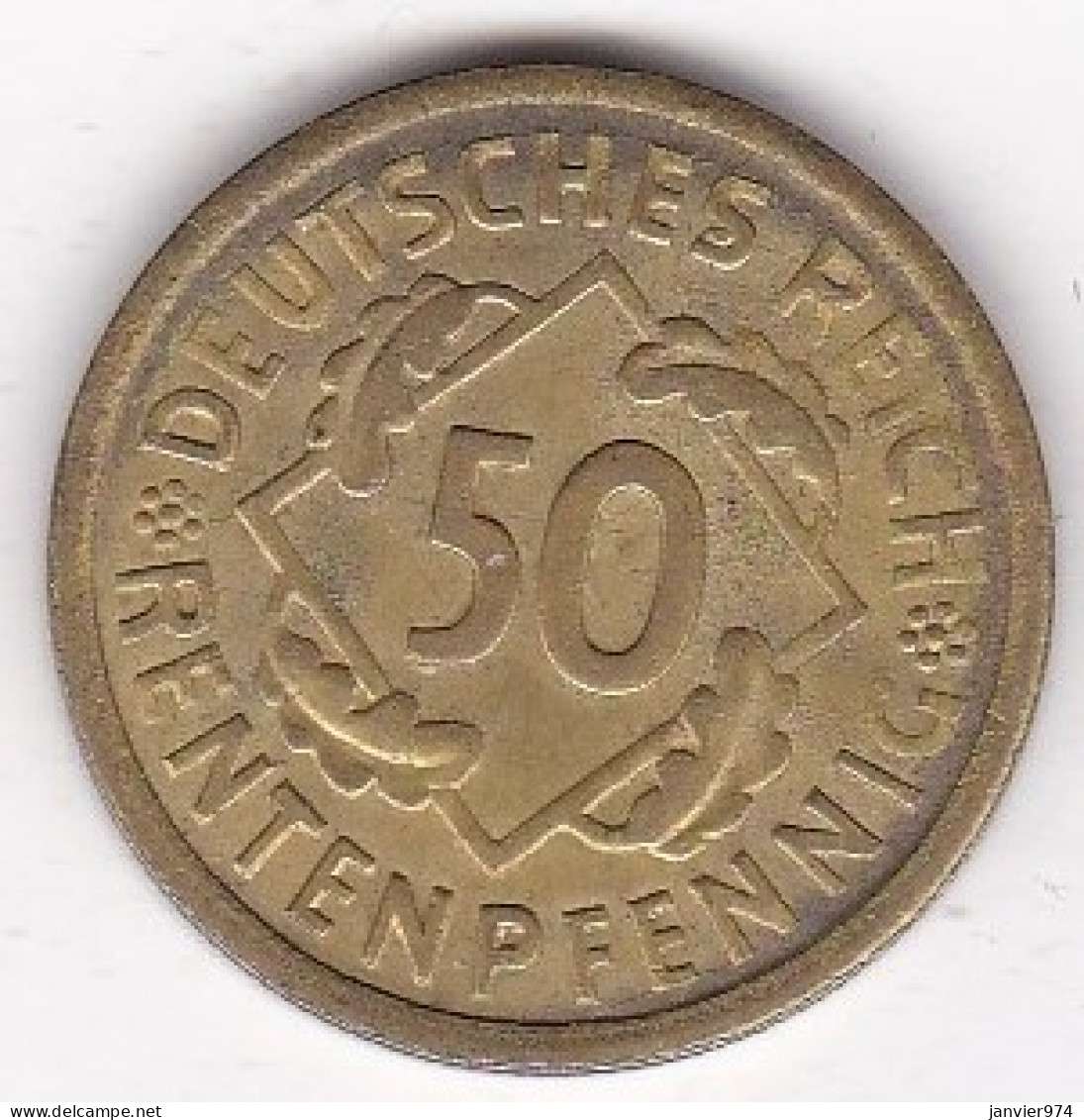 République De Weimar 50 Rentenpfennig 1924 A Berlin, Bronze-aluminium, KM# 34 - 50 Rentenpfennig & 50 Reichspfennig