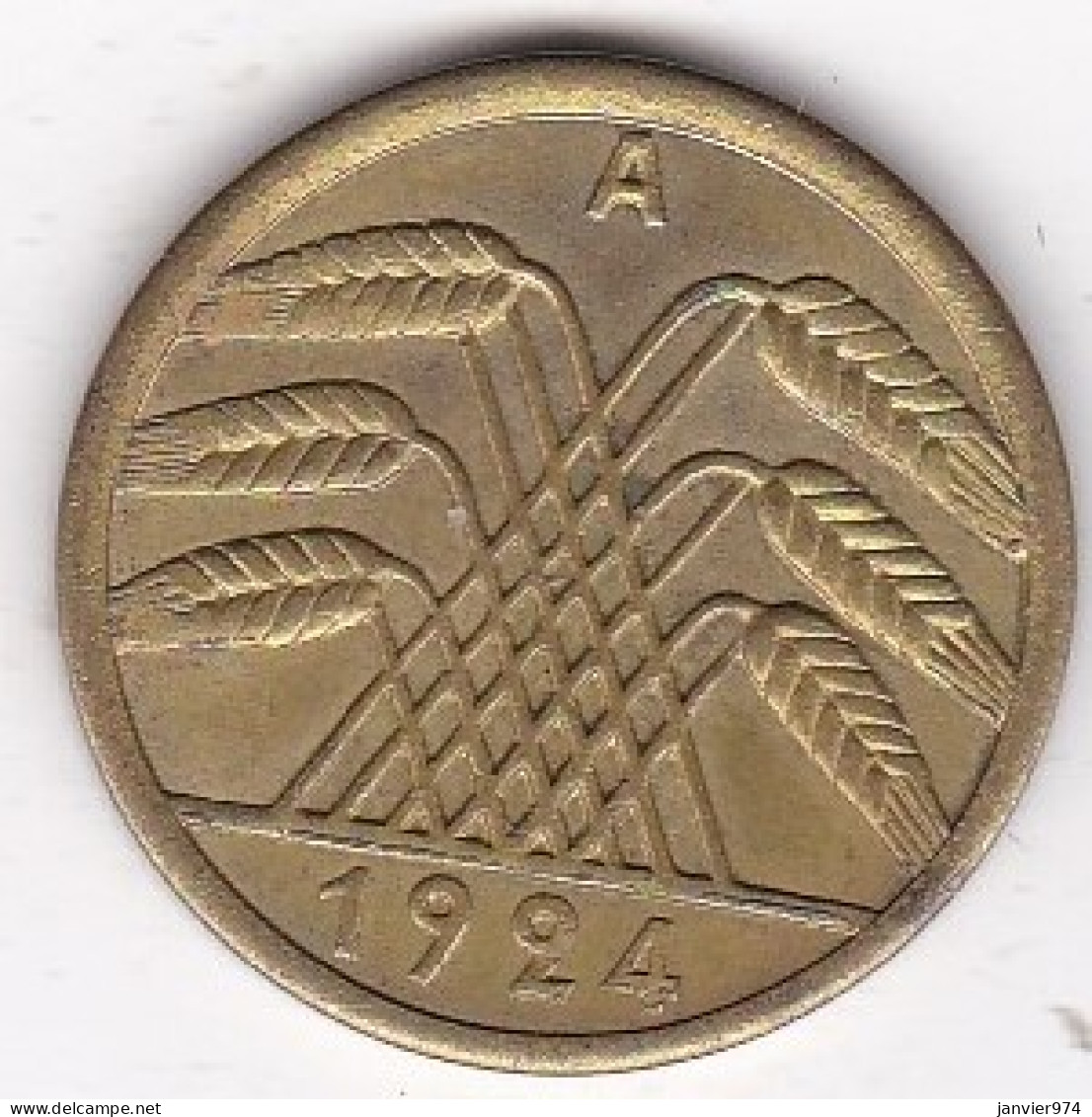 République De Weimar 50 Rentenpfennig 1924 A Berlin, Bronze-aluminium, KM# 34 - 50 Renten- & 50 Reichspfennig
