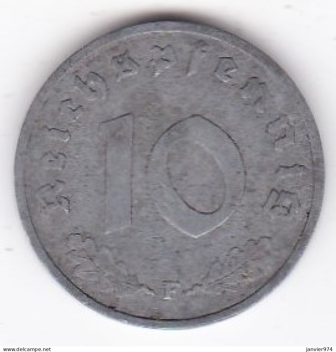 10 Reichspfennig 1942 F Stuttgart En Zinc - 10 Reichspfennig