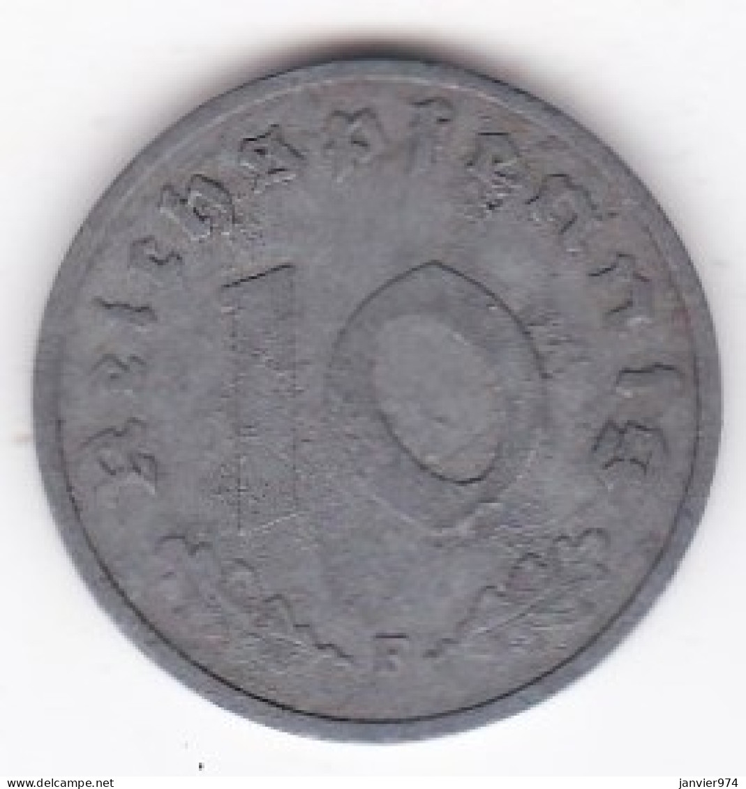 10 Reichspfennig 1943 F Stuttgart En Zinc - 10 Reichspfennig