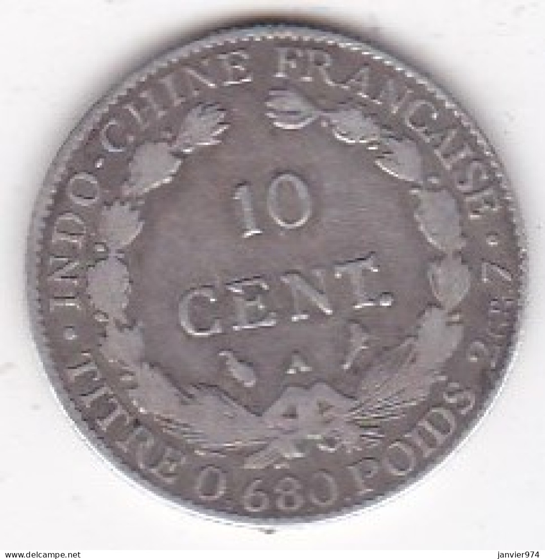 Indochine Française. 10 Cent 1922 A, En Argent, Lec# 163 - French Indochina