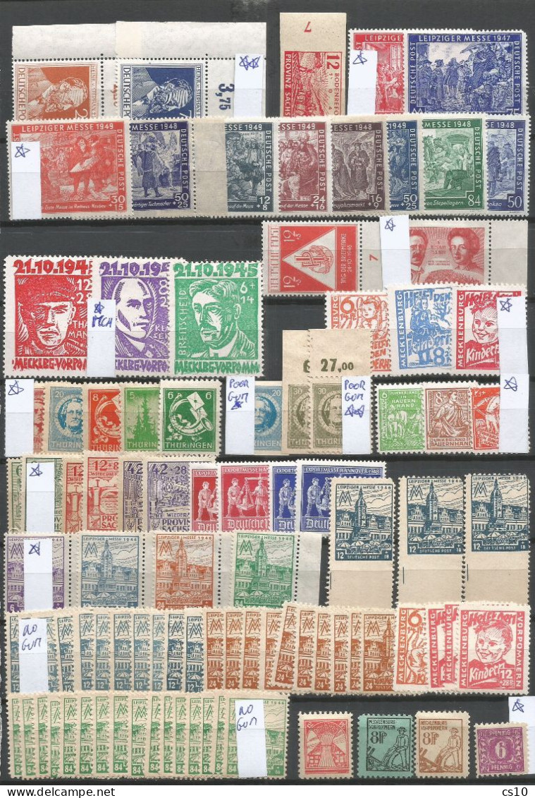 Germany Allied Occupation ALL Territories -  Scans Lot Mostly MLH Issues Incl Variety Pli D'accordeon Sachsen See Scans - Sammlungen