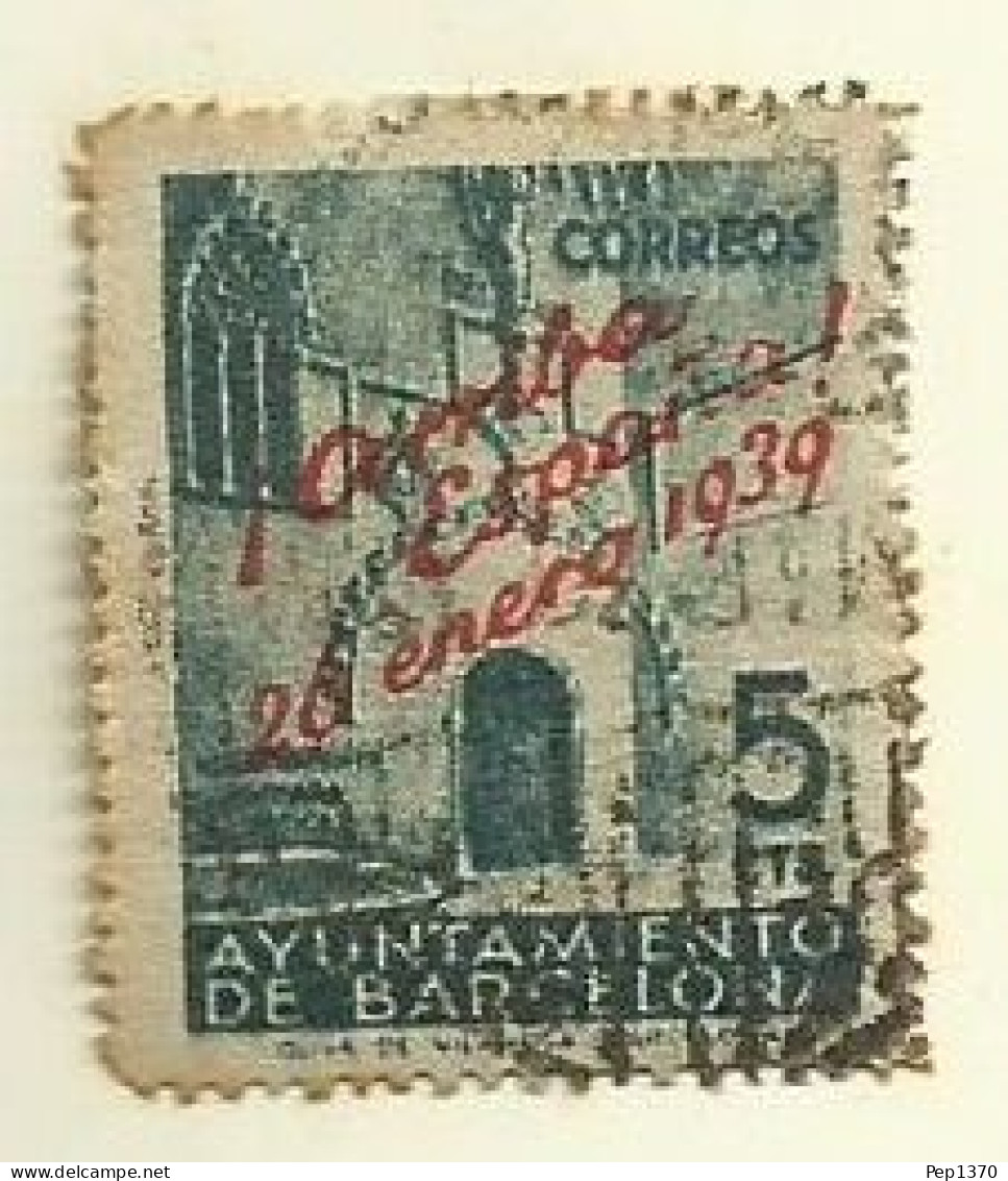 ESPAÑA 1939 - AYUNTAMIENTO DE BARCELONA - PUERTA GOTICA - EDIFIL 22 Sobrecargado - Barcelona