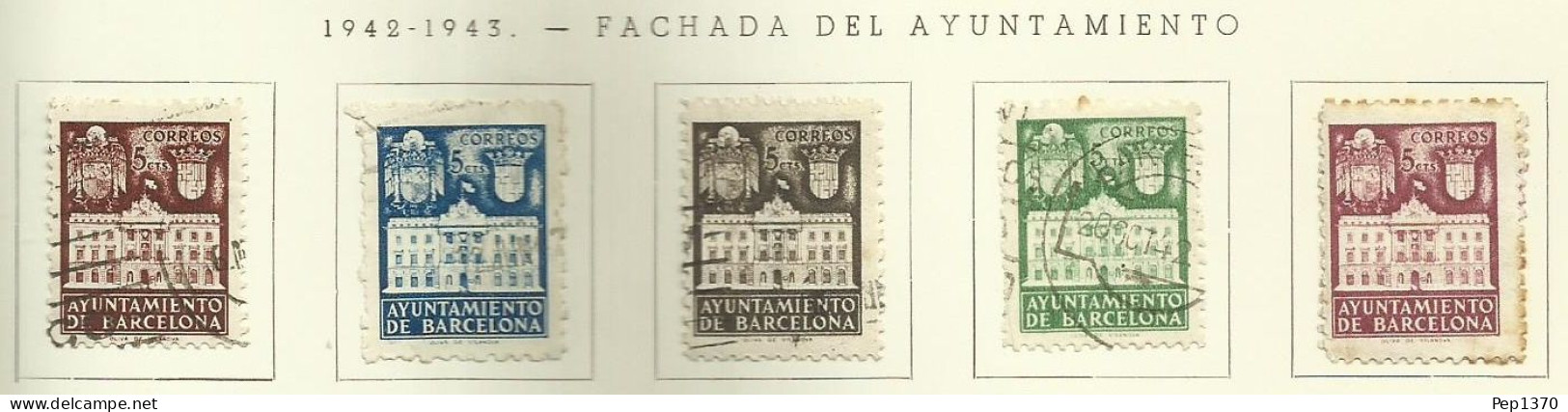 ESPAÑA 1942 - AYUNTAMIENTO DE BARCELONA - FACHADA - EDIFIL 33/37 - Barcelona