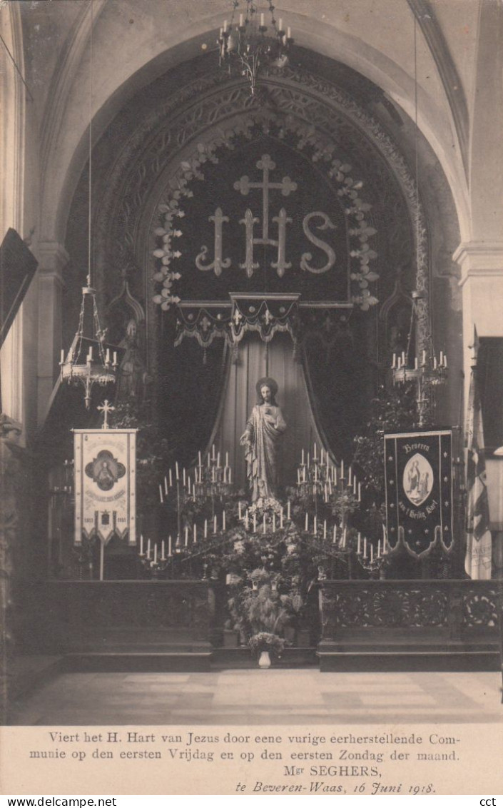 Beveren-Waas    FOTOKAART  Viert Het H Hart Van Jezus ... 16 Juni 1918 - Beveren-Waas