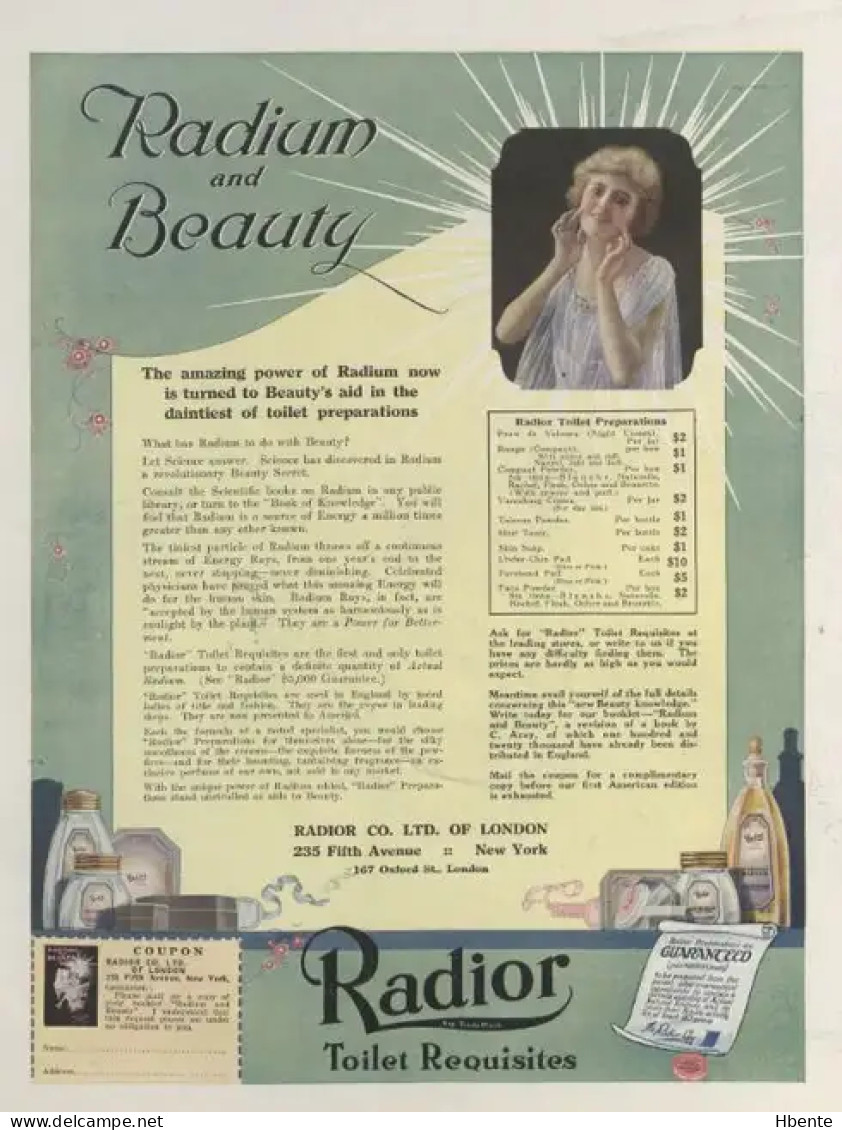 Radior Radium And Beauty - Advertising From Vogue Magazine 1918 (Photo) - Objects