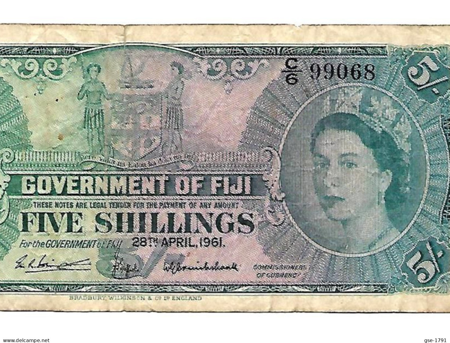 FIDJI Pound Système. ELISABETH II  5 Shilling 1961  Circulé TB+ - Fidji