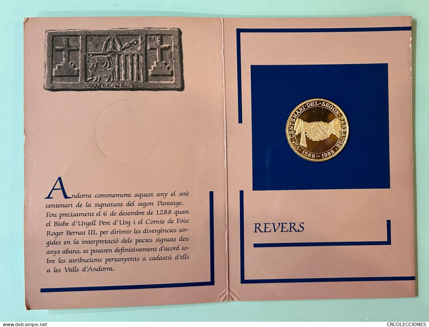 CREXP296 CARTERA MEDALLA ANDORRA 7º CENTENARIO DEL SEGON-PAREATGE 1988 NUEVA - Professionali/Di Società