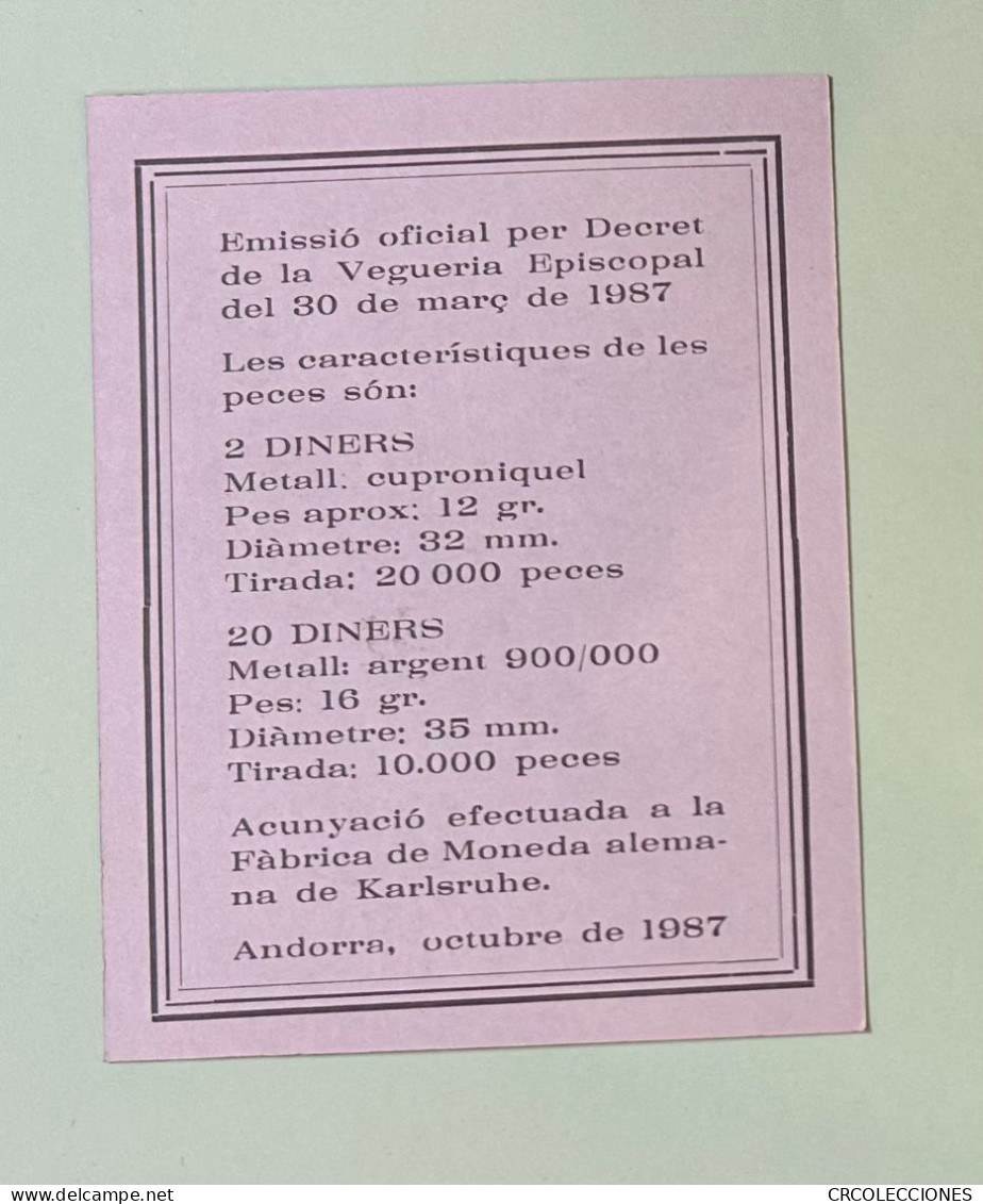 CREXP297 CARTERA MEDALLAS ANDORRA TENIS DISCIPLINA OLIMPICA 1987 NUEVA - Professionali/Di Società