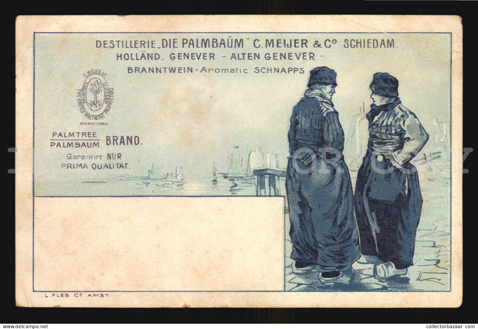 NETHERLAND Dutch Gin Genever Palmbaum Advertising Original Ca 1900 Postcard - Verzamelingen & Kavels