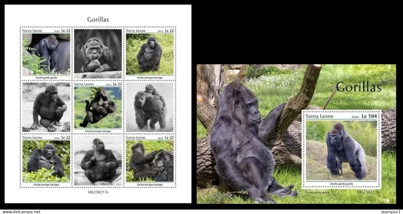 Sierra Leone 2023 Gorillas.  (217) OFFICIAL ISSUE - Gorilas