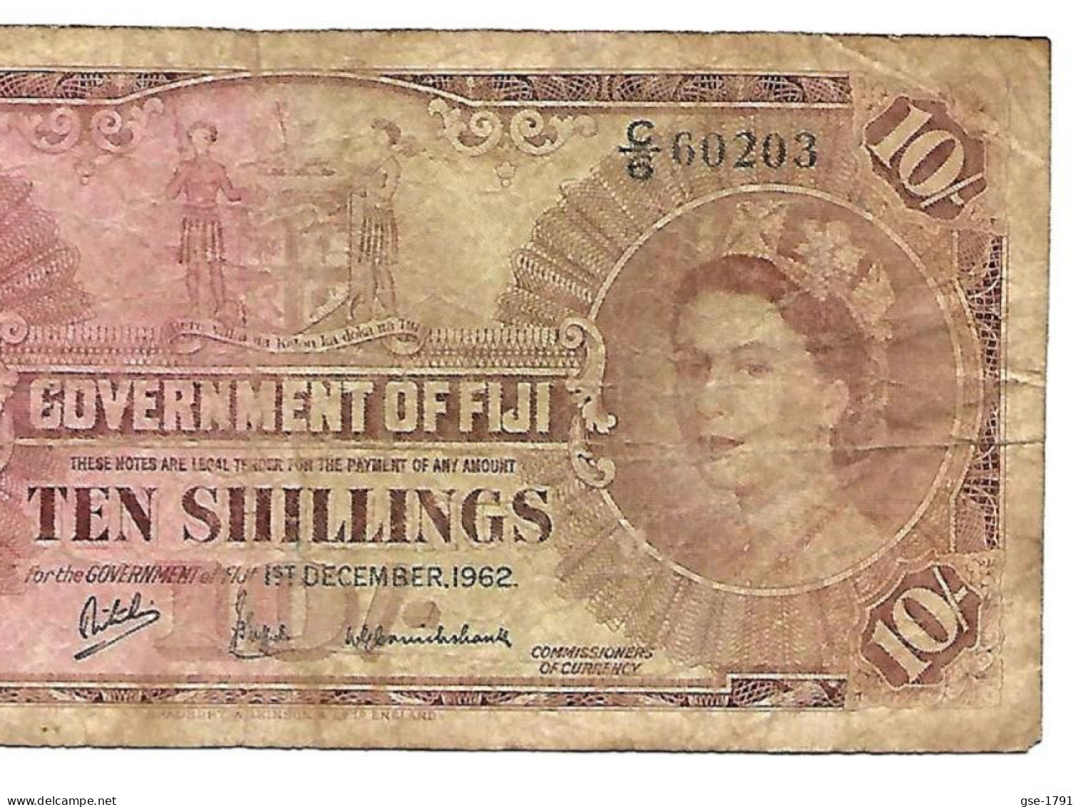 FIDJI Pound Système. ELISABETH II  10 Shilling 1962   # 52c Très  Circulé B+ - Fiji