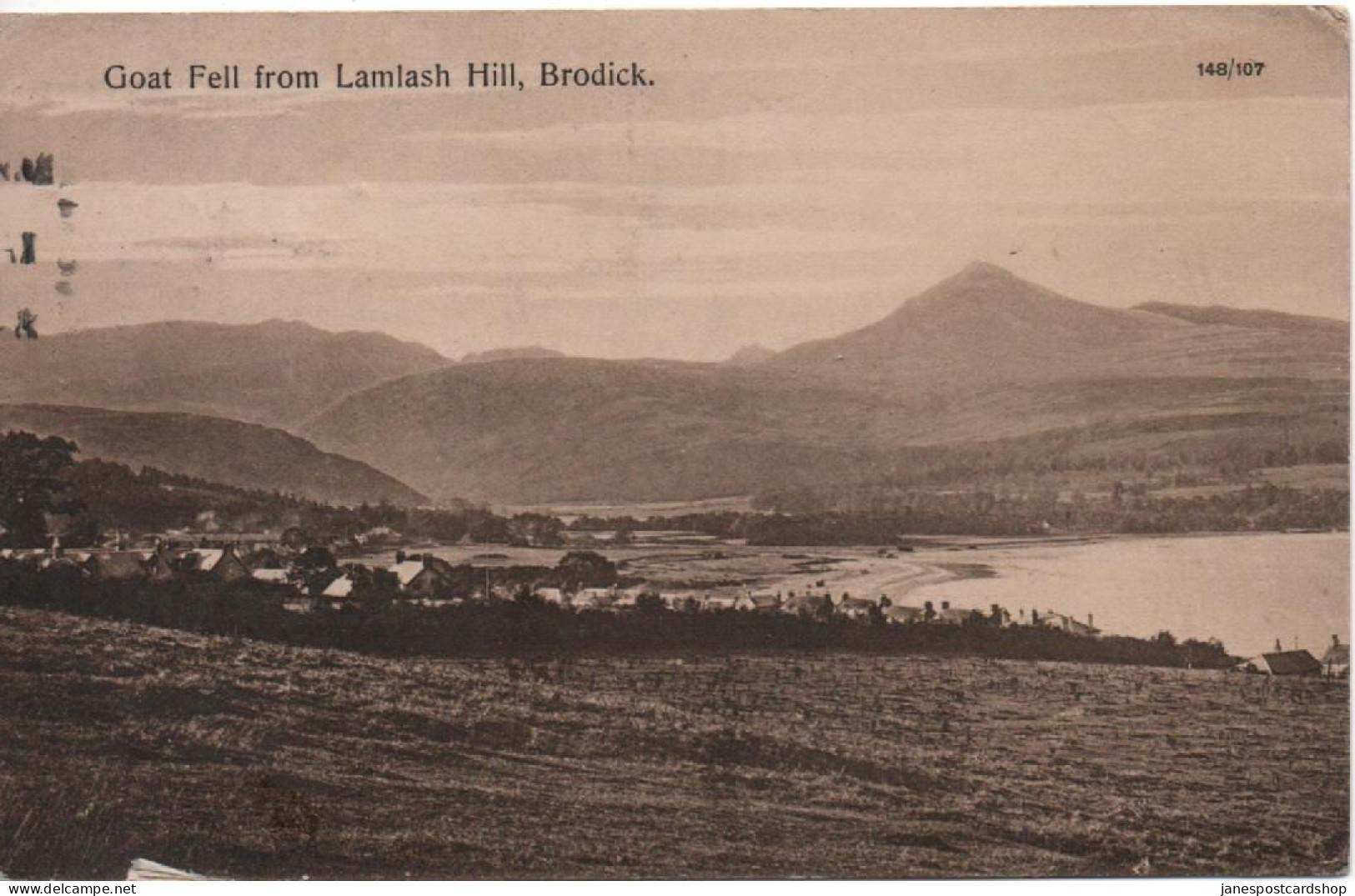 GOAT FELL FROM LAMLASH HILL - BRODICK - ISLE OF ARRAN - WITH ADROSSAN AYR POSTMARK 1921 - Bute