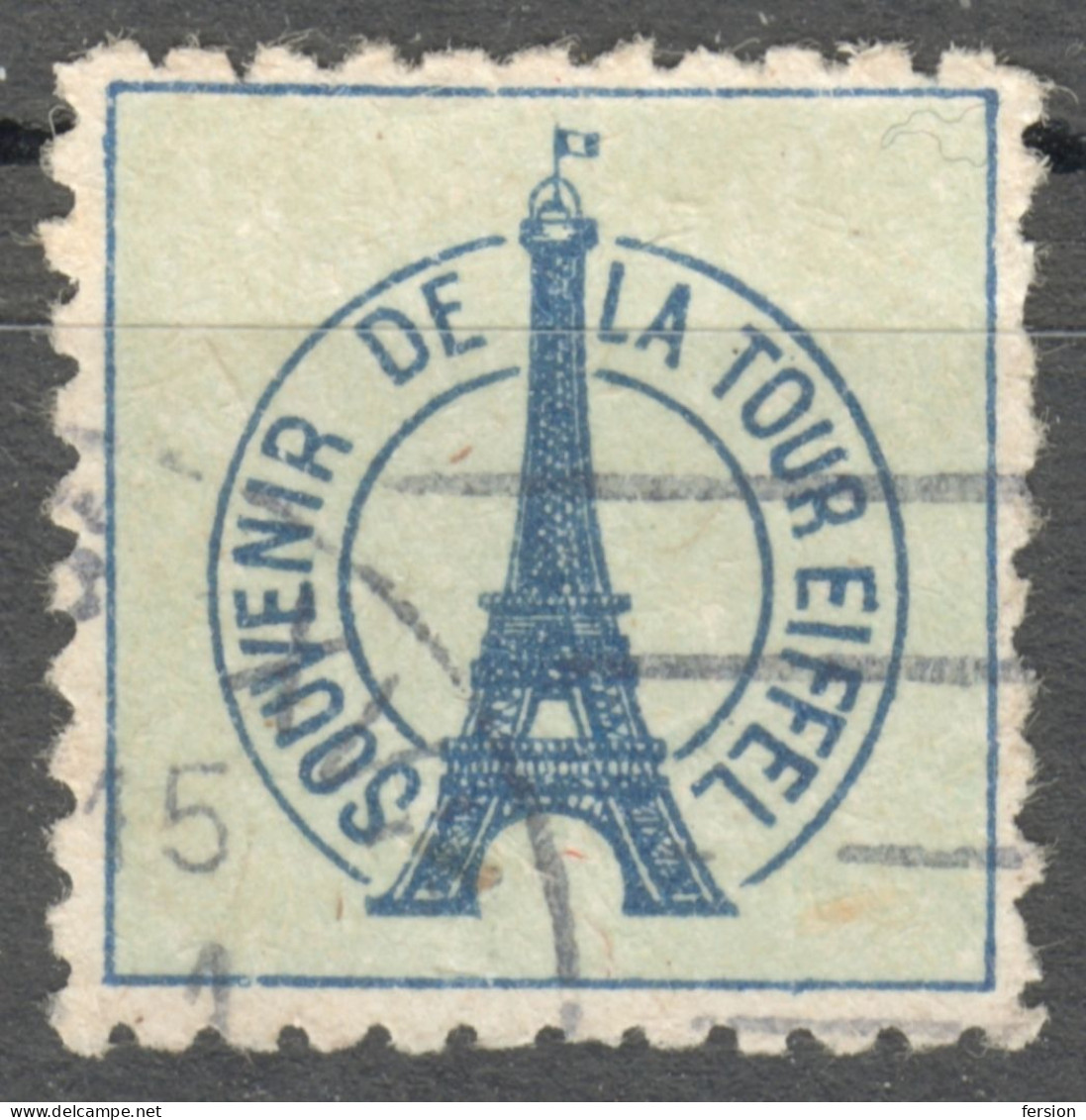 Vignette Souvenir De La Tour Eiffel TOWER Paris LABEL CINDERELLA / Flag Tricolor / Used - Gebruikt