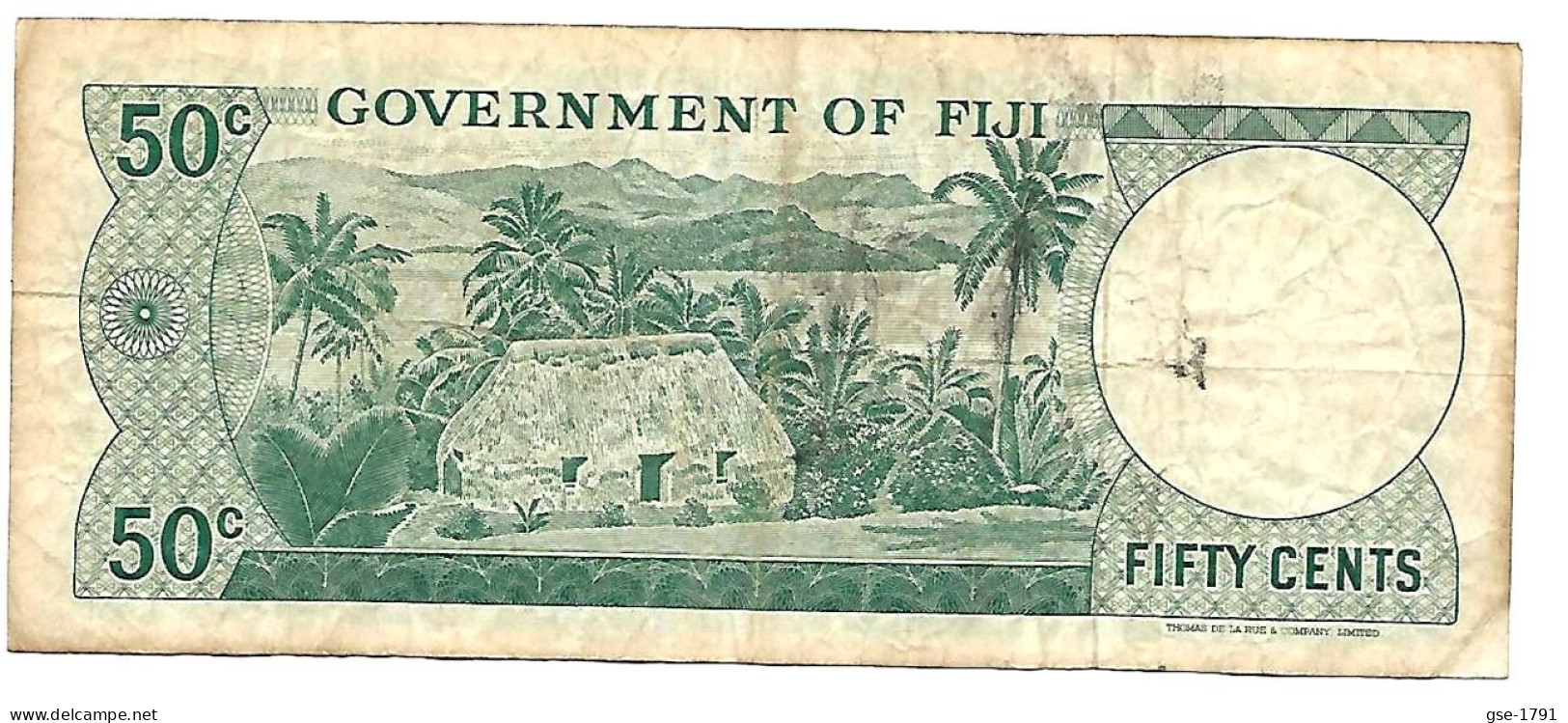 FIDJI ,GOUV. De FIJI. ELISABETH II  Au Brassard  50 Cents (1971 )   # 64a  TB - Figi