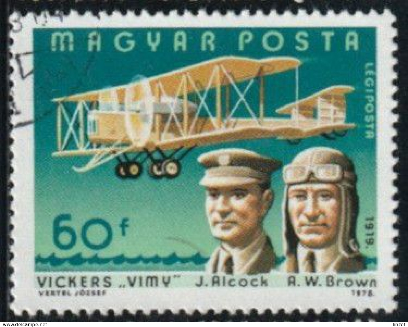 Hongrie 1978 Poste Aérienne Yv. N°415 - Aviateurs J. Alcock, A.-W. Brown Et Vickers "Vimy" - Oblitéré - Used Stamps