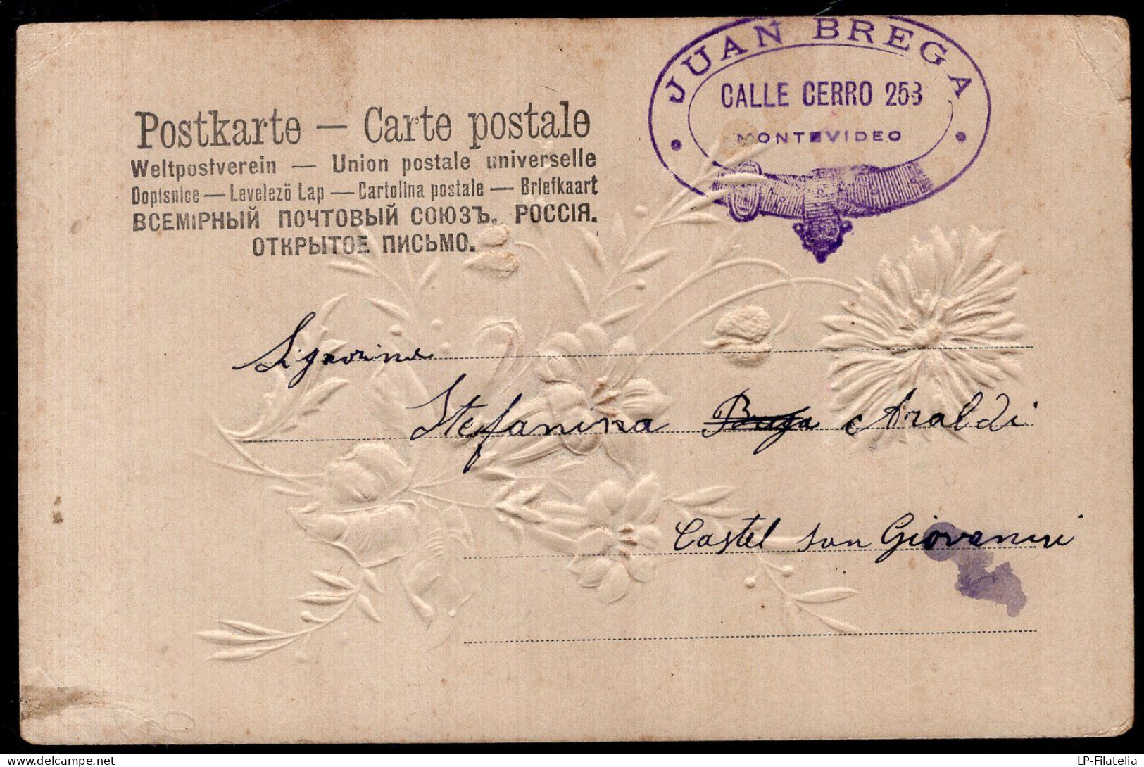 Uruguay - 1905 - Postcard - Flowers In Relief - Uruguay