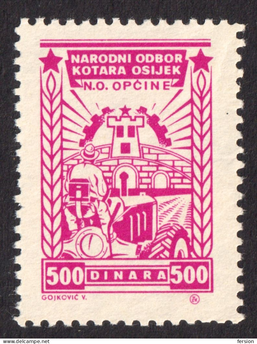 TRACTOR Agriculture OSIJEK - Yugoslavia CROATIA - Local REVENUE / TAX Stamp - Used - 500 Din - Service