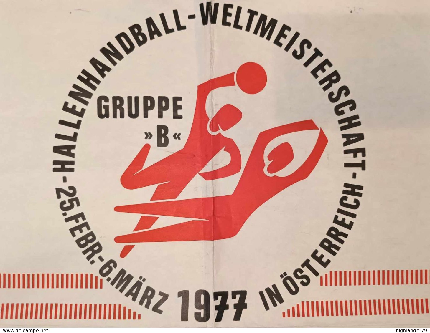 Handball World Championship Austria 1977 Poster Czechoslovakia Switzerland Bulgaria - Handbal