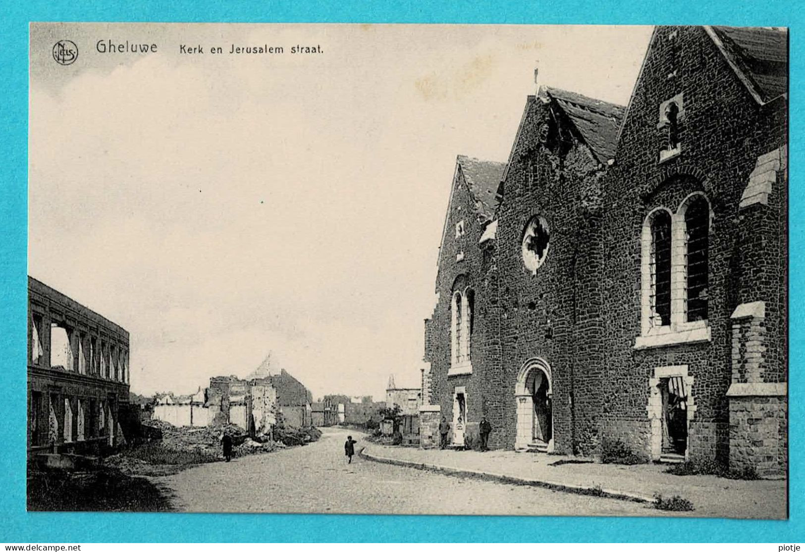 * Geluwe - Gheluwe (Wervik) * (Nels, Uitgever J. Deleu - Loncke) Kerk En Jerusalem Straat, Ruines, Guerre, War, Old - Wervik