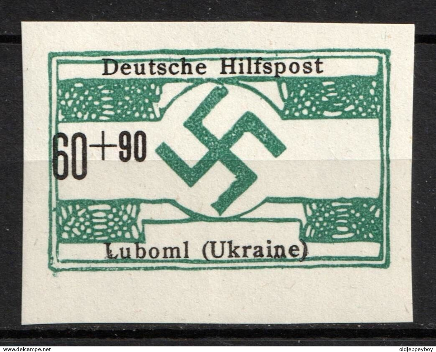 SWASTIKA NAZI 1944 60+90pf Luboml, German Occupation Of Ukraine, "Deutsche Hilfspost / Lubolm (Ukraine)" - Yv N°11 - 1941-43 Occupazione Tedesca