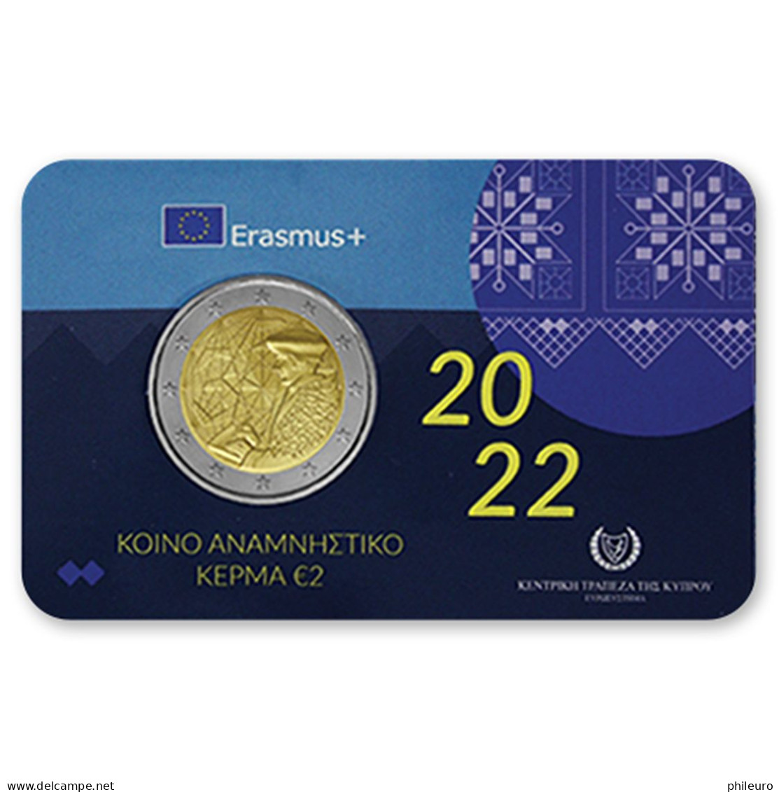 Chypre 2022 : 2€ Commémorative '35 Ans Du Programme Erasmus' (BU En Coincard) - EN FRANCE - Cyprus