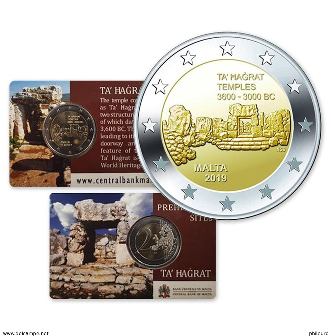 Malte 2019 : 2€ Commémorative 'Temples De Ta'Hagrat' (en Coincard) - Dispo En France - Malte