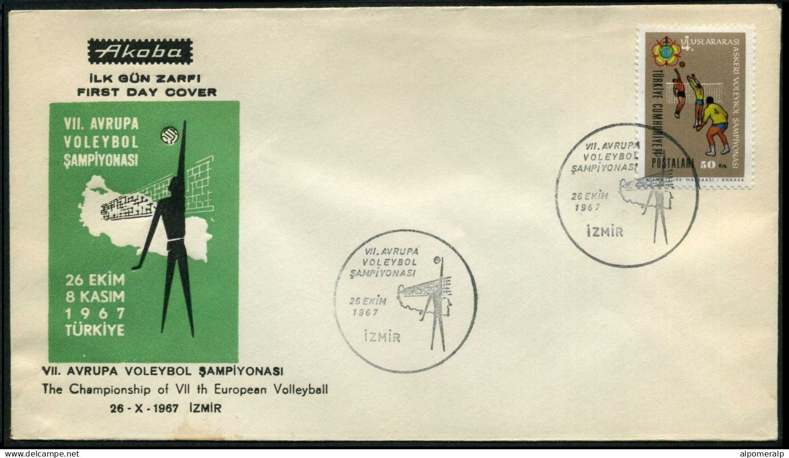 Türkiye 1967 7th European Volleyball Championship, Complete Set (4 * FDC) | Special Date Postmarked Cover - Brieven En Documenten