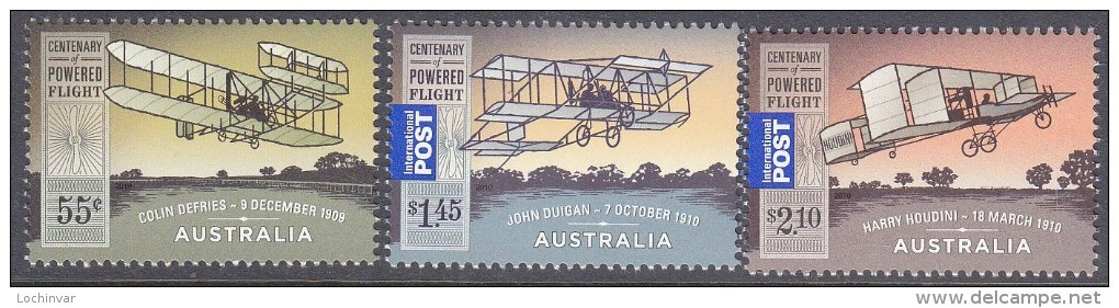 AUSTRALIA, 2010 POWERED FLIGHT 3 MNH - Ungebraucht