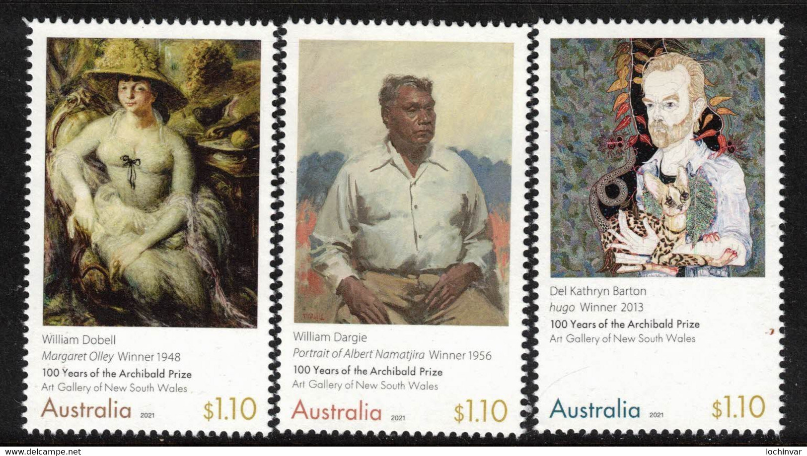 AUSTRALIA, 2021 ARCHIBALD PRIZE PAINTINGS 3 MNH - Mint Stamps