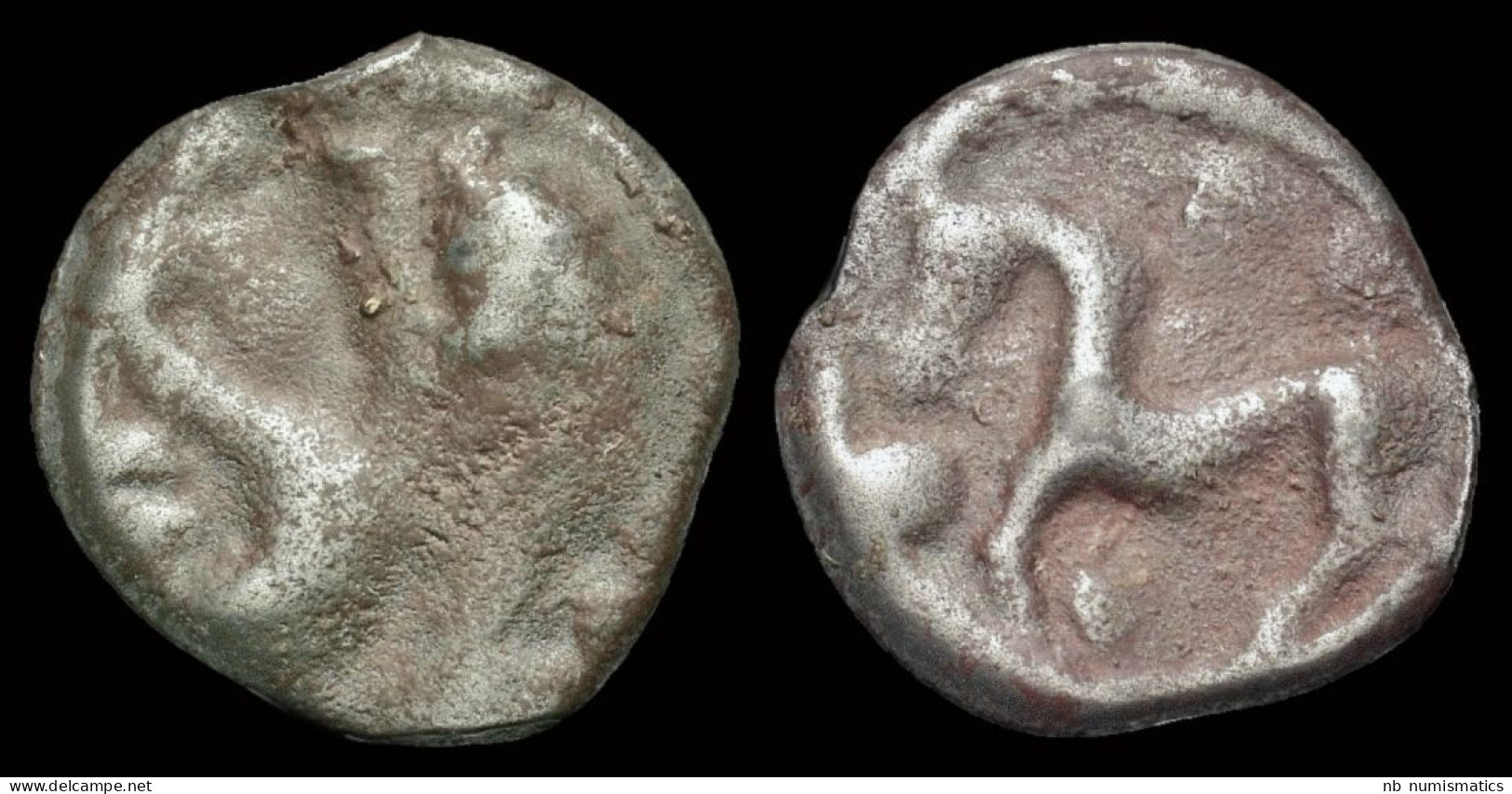 Celtic Gaul The Senones AE Potin Unit Stylized Horse Prancing Left - Galle